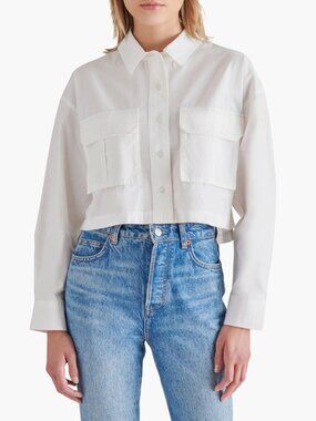 Boxy poplin utility shirt